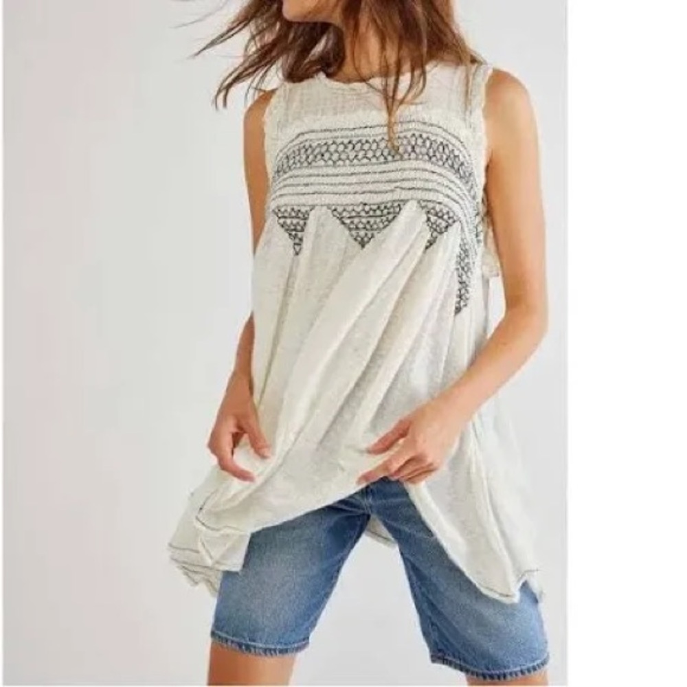 Free People Sleeveless Sea Breeze Tunic Small Oversized EUC